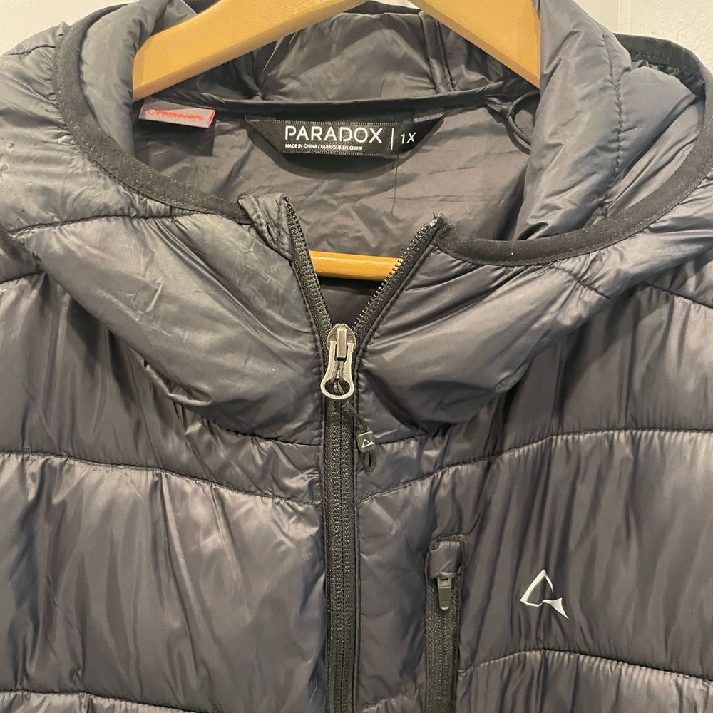 Paradox Mens Puffy Long Outerwear Winter Jacket with Hood Black 1X - Picture 4 of 10